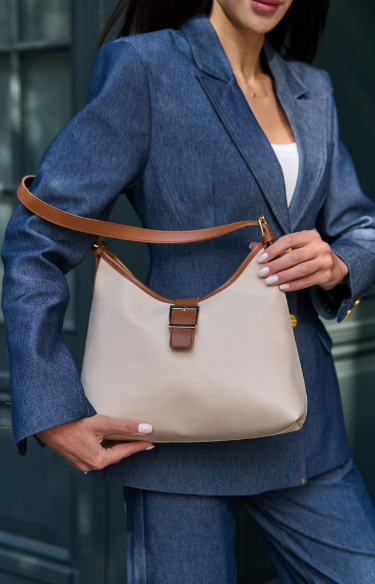 CETO “Belted Cream Shoulder Bag”